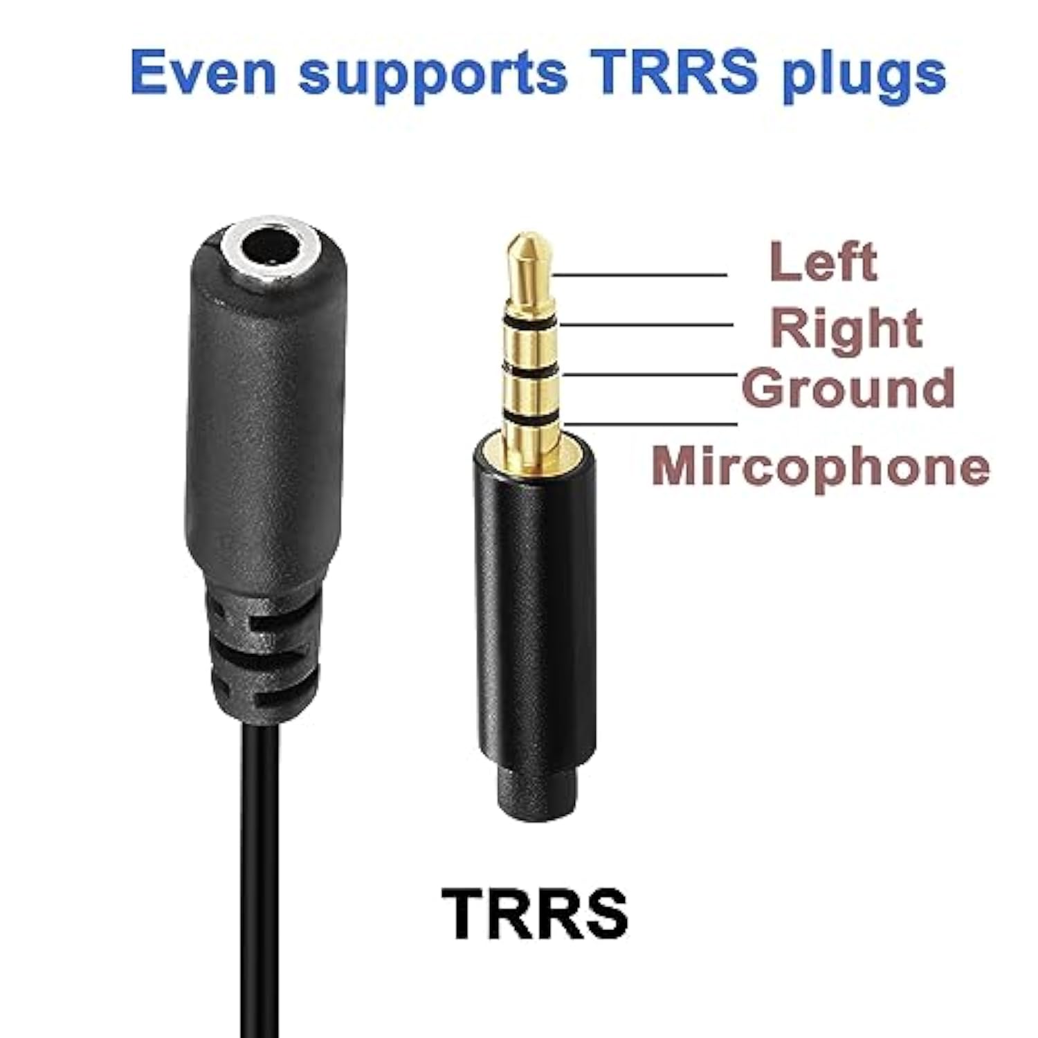 Micro Usb Male To Aux 3.5Mm Audio Cable Cord, 2 Pack 1/8" 4 Pole Trrs Female T