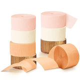 8-Pack Gold, Pink & Orange Crepe Paper Streamers Wedding and Party Backdrop Decorations
