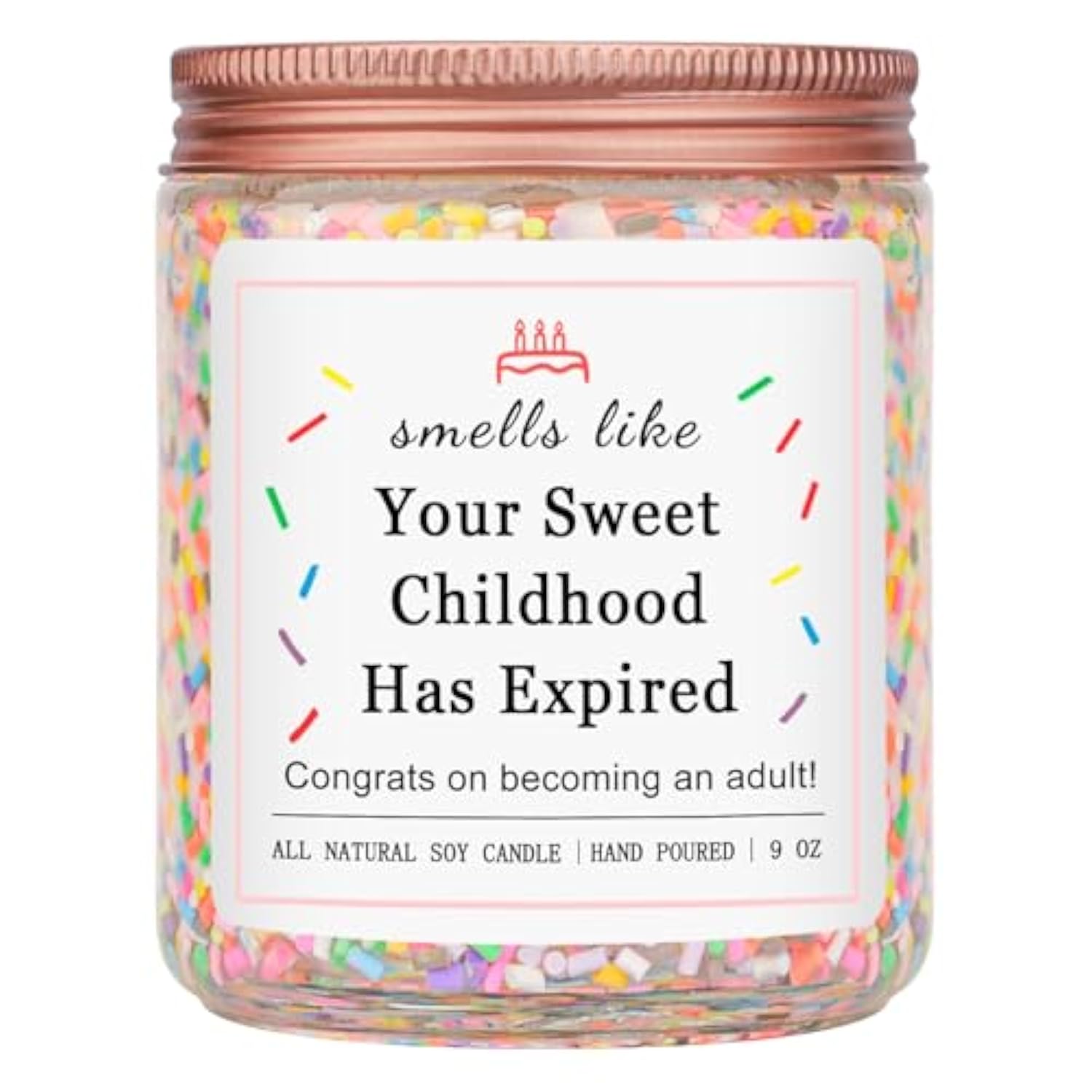 18Th Birthday Gifts For Girls, 18Th Birthday Decorations Candles Gifts For 18 Year Old Girls, Your Childhood Has Expired Handmade Candles (Vanilla Birthday Cake Scent With Sprinkles)