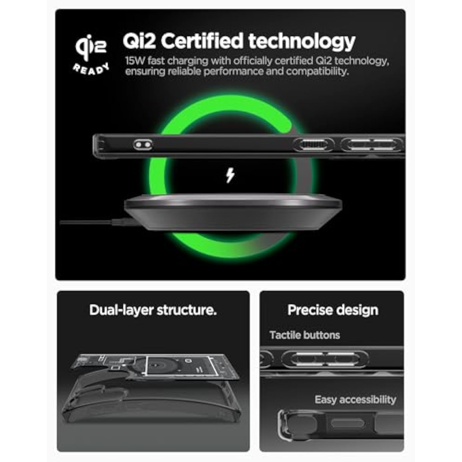 Spigen Ultra Hybrid MagFit Designed for Galaxy S25 Ultra Case [Qi2 Certified/Magnet for Galaxy] (2025) - Zero One Black
