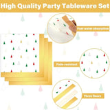 100 Pcs Christmas Paper Plates Napkins Party Supplies Merry Christmas And Tree Design In Red Green And Gold Merry And Bright Party Tableware For Disposable Xmas Holiday Dinner Party Decorations