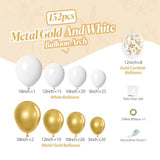 132Pcs White And Gold Balloon Arch Kit, Metallic Gold And White Balloons Different Sizes Of 18 12 10 Inch Balloons For Wedding Bridal Baptism Engagement Baby Shower Birthday Party Decorations