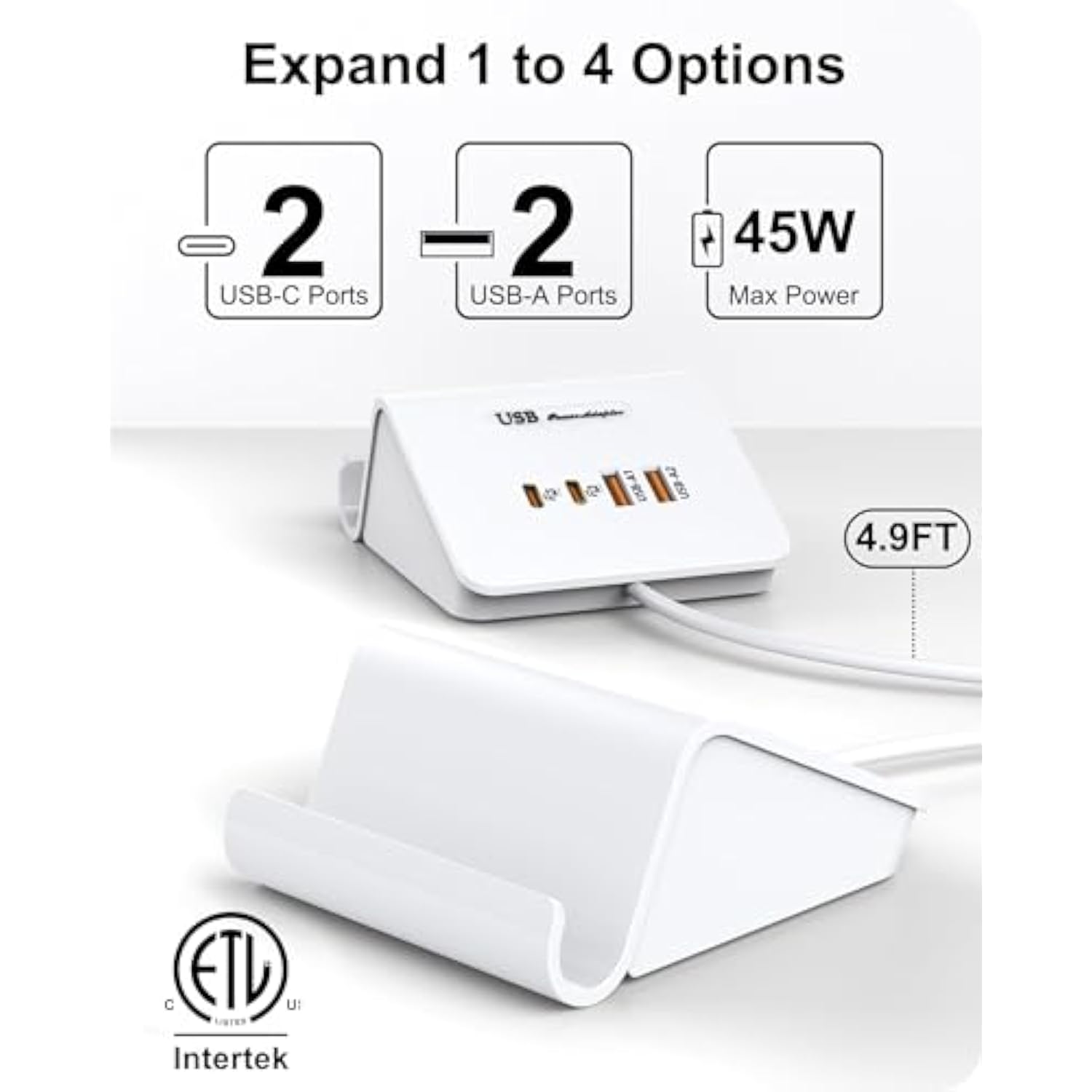 Usb C Gan Charger For Multi Devices, 4 Ports Usb Charger Hub For Macbook Iphone 14/13/12 Ipad Laptop Samsung Galaxy Google Pixel And More