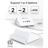 Usb C Gan Charger For Multi Devices, 4 Ports Usb Charger Hub For Macbook Iphone 14/13/12 Ipad Laptop Samsung Galaxy Google Pixel And More