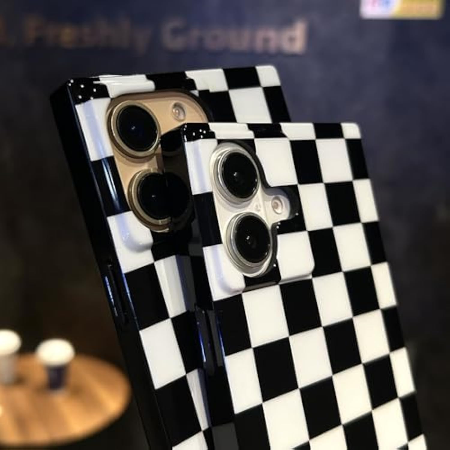 Checkered Strong Magnetic Case For Iphone 16 Pro Max Compatible With Magsafe - Rectangular Checker Checkerboard - Shockproof Protective Phone Cover For Iphone 16 Pro Max Black White