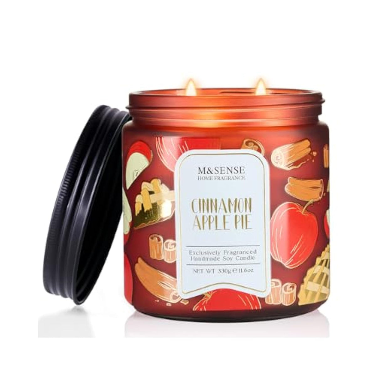 Christmas Candles Cinnamon Apple Scented, Soy Wax 11.6Oz 70 Hours Long Lasting Burn, Holiday Candle For Kitchen Dining Room Fall Decor, Winter Relaxing Gifts For Women