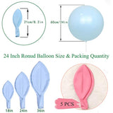 24 Inch Latex Round Balloons 5 Pack Light Pink Thick Big Balloons For Photo Shoot Wedding Baby Shower Birthday Party Decorations By