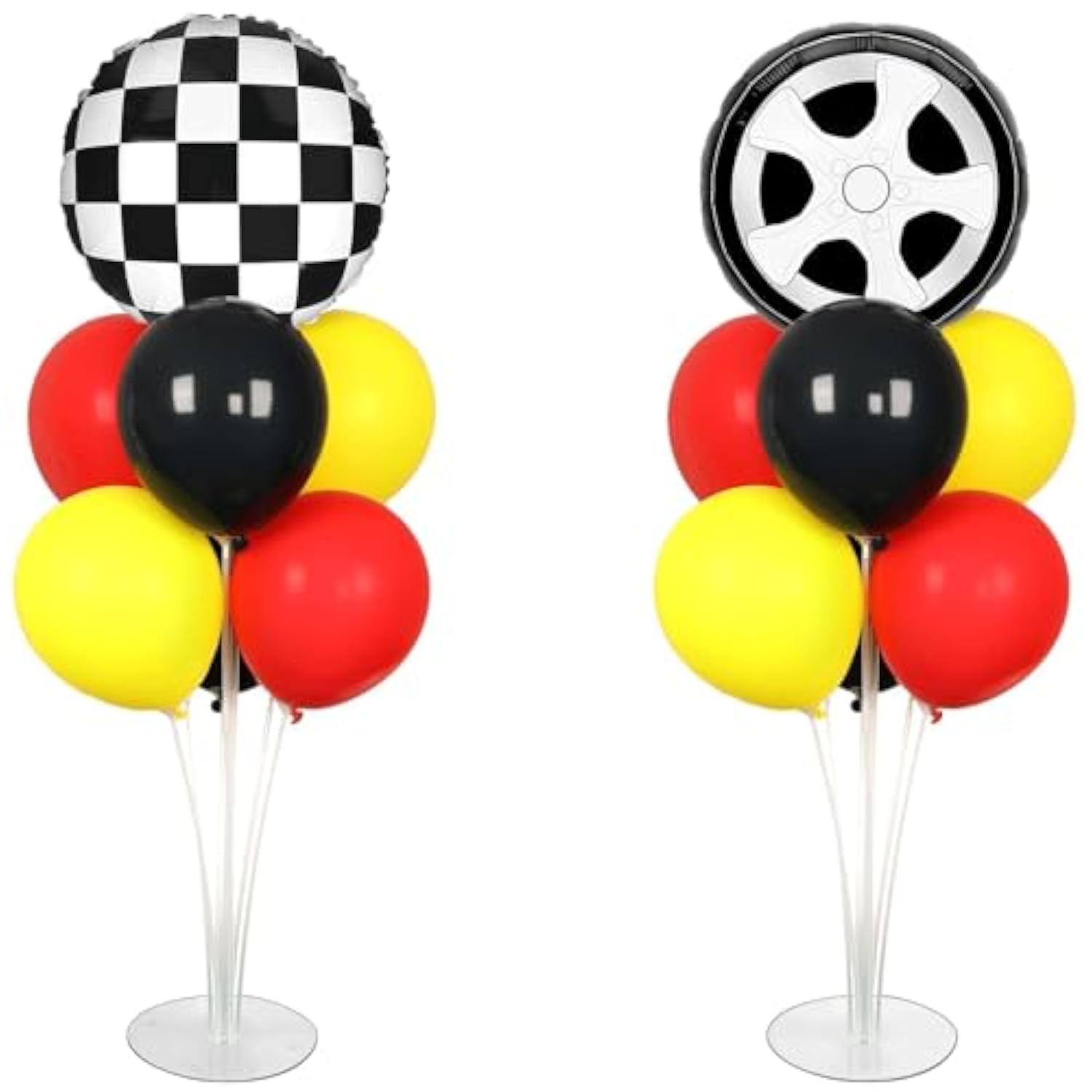 Race Car Balloon Stand Kit 2 Sets with Foil Balloons for Boys Birthday and New Year Party