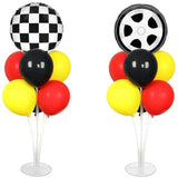 Race Car Balloon Stand Kit 2 Sets with Foil Balloons for Boys Birthday and New Year Party