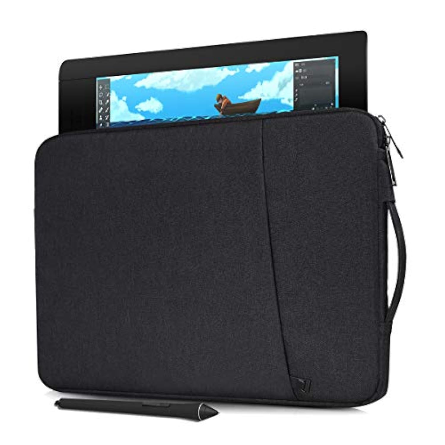 Drawing Wacom Tablet Sleeve Case For Huion Kamvas Pro 16, Wacom Cintiq 16, Protective Waterproof Carrying Travel Tablet Bag, Black