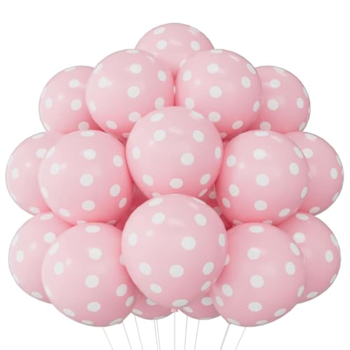 62pcs Pink Polka Dot Balloons for Birthday Party Decorations, 12" Latex Helium Balloons
