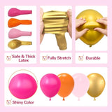 137Pcs Pink And Orange Balloons Garland Arch Kit With Stars - 5 10 12 18 Inch Hot Pink Light Pink Orange Gold Latex Balloons For Birthday Baby Shower Graduation Tropical Party Decorations