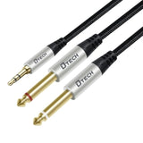 DTECH 3ft 3.5mm to 1/4 Adapter Audio Stereo Cable TRS 1/8 to Dual Quarter Inch TS 6.35mm Y Splitter Guitar AMP Aux Cord for Headphones Jack Laptop Speaker Phone Mixer