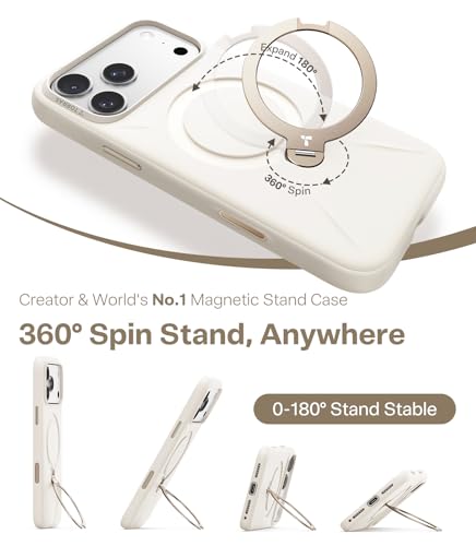 TORRAS Q3 Silicone for iPhone 17 Pro Case with Stand, Fit for MagSafe, Magnetic 360 Spin Kickstand with Camera Control, Liquid Silicone Rubber Soft