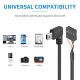 Mini Usb To Motherboard Cable, Usb Header To Mini Usb, 90 Degree Left Angled M