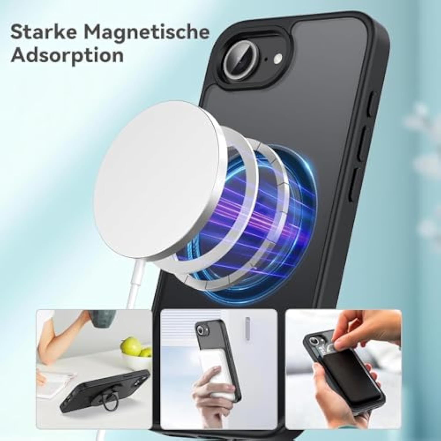 Privacy Case For Iphone 16E,Magnetic Iphone 16E Phone Case With Privacy Screen Protector X2 [Compatible With Magsafe],Translucent Matte Shockproof Slim Cover For Iphone 16 E 5G 2025-Black