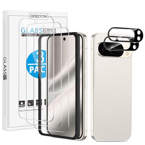 3+2 Pack for Google Pixel 10 Pro Screen Protector 6.3 inch, 3 Pack Tempered Glass Screen Protector&2 Pack Camera Lens Protector with Alignment