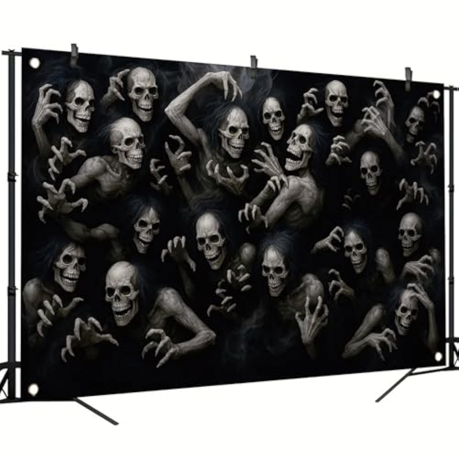 Halloween Skeleton Ghouls Backdrop 71x43 Inch Creepy Undead Ghost Banner for Haunted House Decor