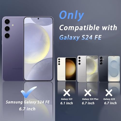 for Galaxy S24 FE Case,Three Layer Heavy Duty Shockproof Protection Hard Plastic+Soft Silicone Full Body Drop Protective Case for Samsung Galaxy S24