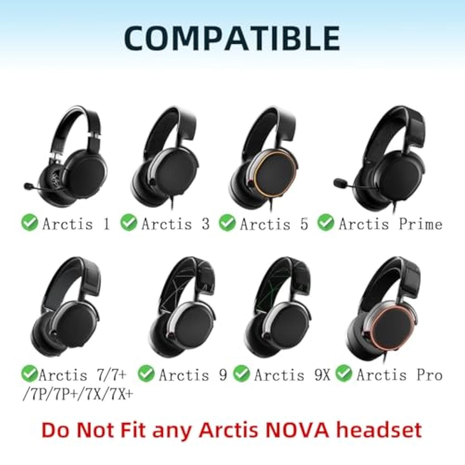 Cooling Gel Replacement Earpads Pads Cushions For Steelseries Arctis1/3/5/7/7+/7P/7P+/7X/7X+/9/9X/Pro/Prime Headphone(Black)