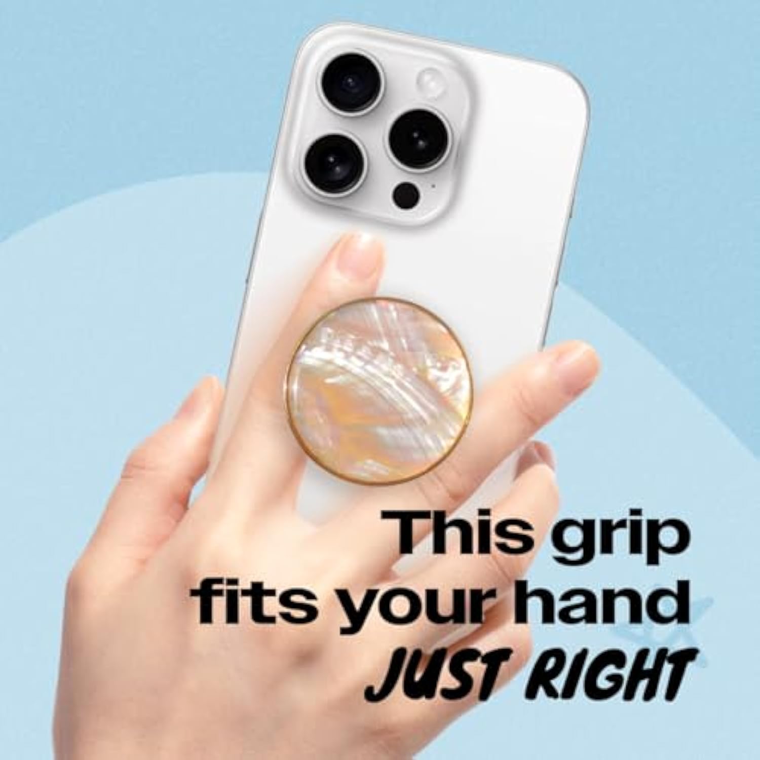 Seashell Design Collapsible Phone Grip Stand for Smartphones & Tablets (Crème)