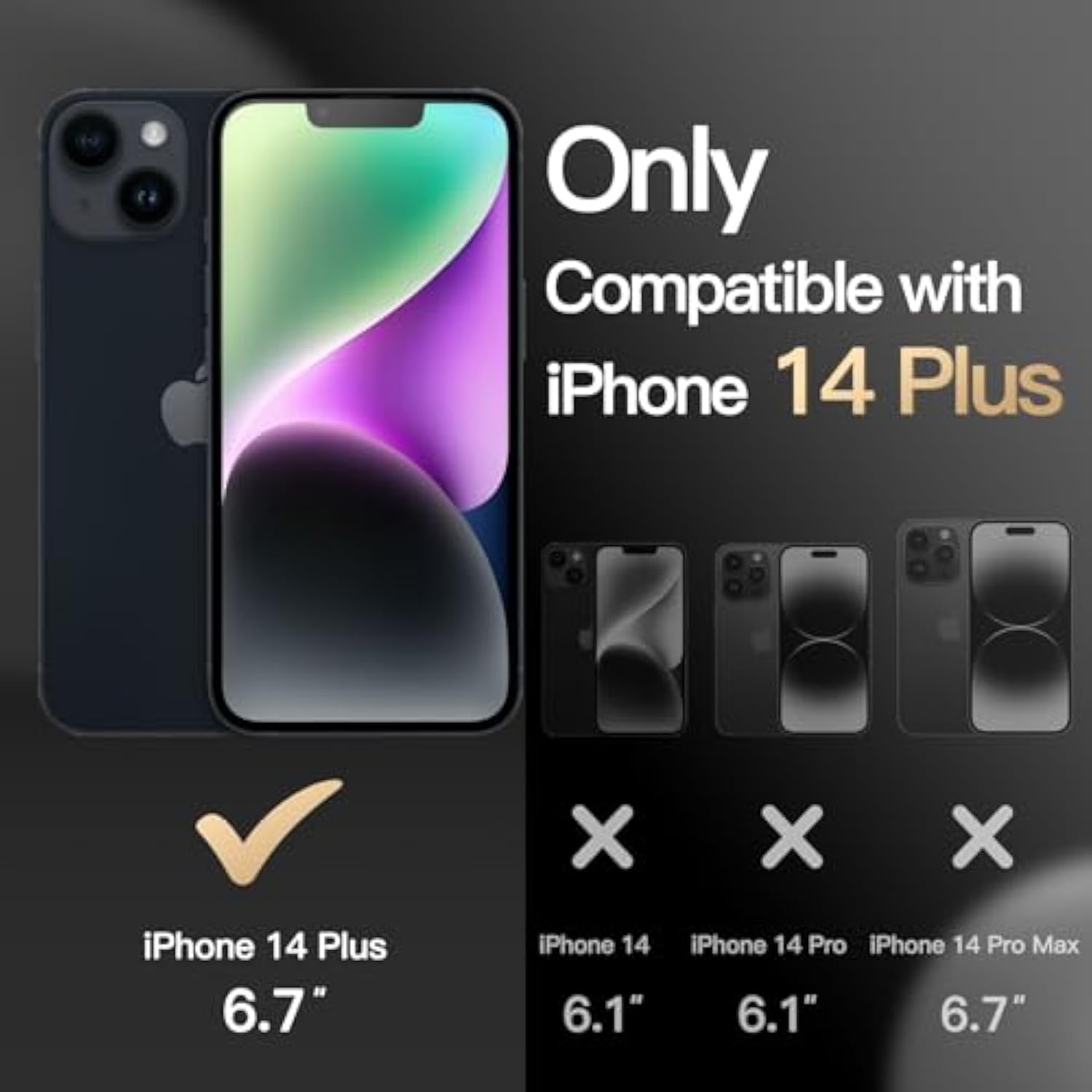 JETech Case for iPhone 14 Plus 6.7-Inch Compatible with MagSafe, Heavy Duty Dual-Layer Rugged Protection, Shockproof Protective Tough Phone Magnetic Cover (Black)