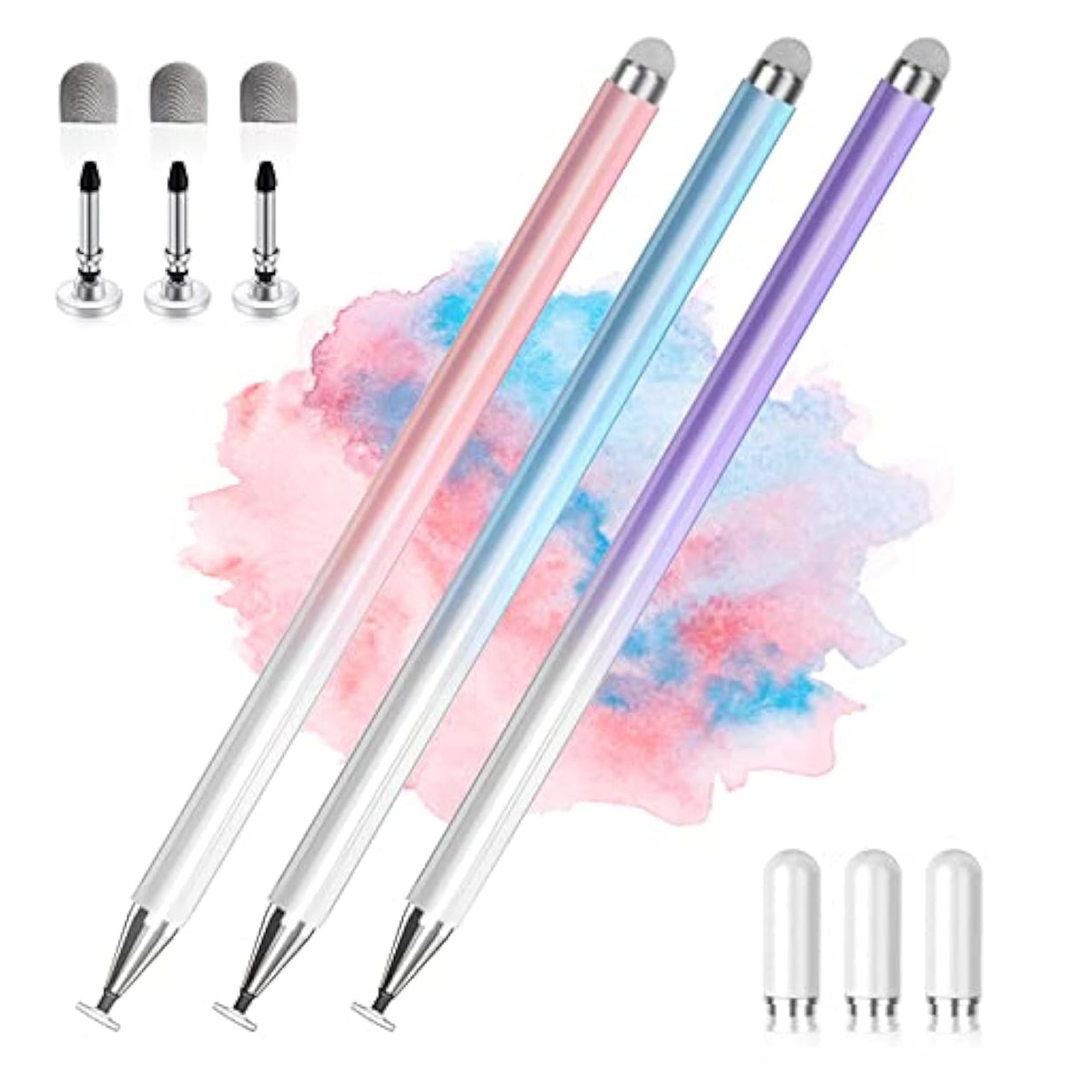 3 Pack 2-in-1 Stylus Pens for Touch Screens, Universal for iPad, iPhone, Android