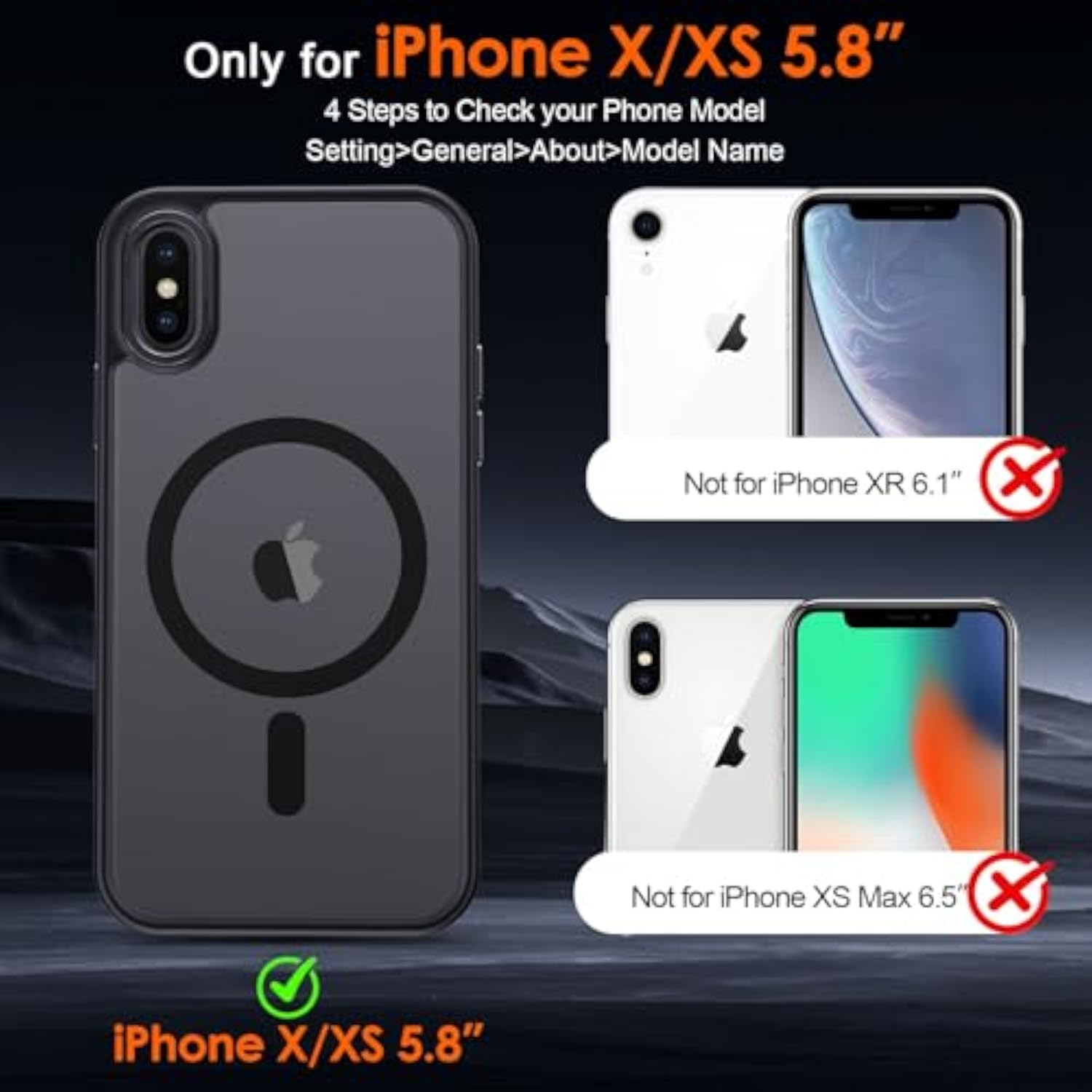 Magnetic Phone Case Compatible with MagSafe for iPhone X and iPhone Xs - Black