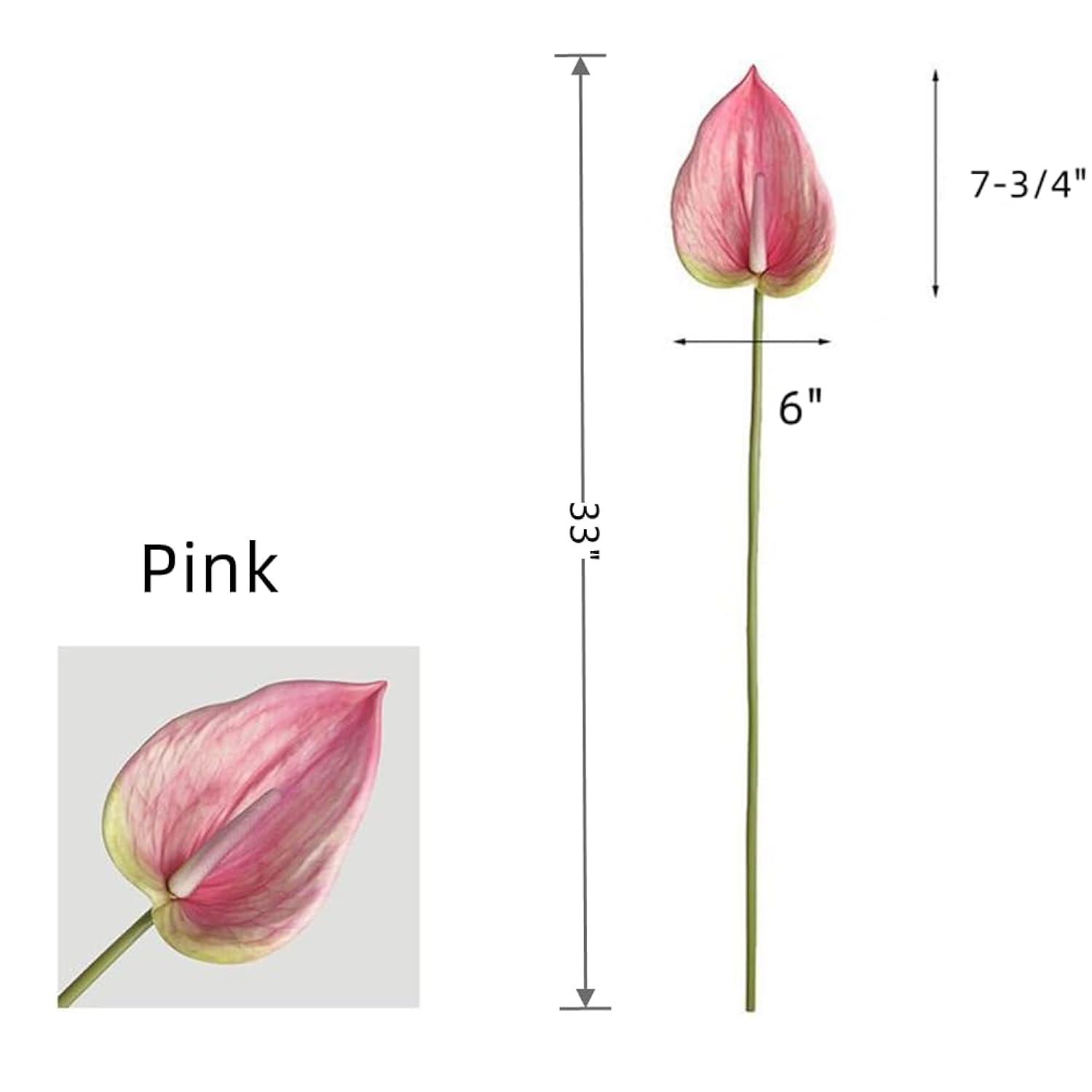 3Pcs Artificial Anthurium Lily Flowers For Home Decor Dining Table Centerpiece Prom Party Decor (Pink)