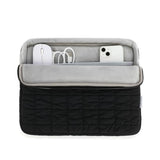 360 Protective Puffy Laptop Sleeve Case With Multi-Pockets - Compatible With 15-15.6 Inch Hp, Lenovo, Dell, Asus, Acer Computers - Quilted Puffer Soft Case (Black)