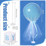 4 Set Blue Boy Tulle Tutu Balloon With Letter Boxes Baby Shower Table Centerpieces Decor For Gender Reveal 24'' Balloons White Tulle Cover With Stand, Boxes For Girl Boy Wedding Birthday Party