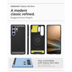 Spigen Rugged Armor MagFit Designed for Galaxy S25 Ultra Case [Fast Wireless Charging/Magnet for Galaxy] (2025) - Matte Black