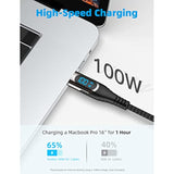 Usb C To Usb C Cable, 100W Usb C Charger Cable With Led Display, Type C Fast Charging Cable Compatible With Iphone 16/15 Pro Max, Macbook Pro, Ipad Pro, Galaxy S24 Ultra, Pixel, 3.3Ft