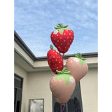 Strawberry Foil Balloons 18x26 Inch Pink Red Mylar Fruit Party Decor Pack of 4
