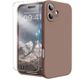 For Iphone 16 Case, Liquid Silicone Case With Camera Protection Soft Gel Rubber Cover With Microfiber Lining Shockproof Protective Phone Case For Iphone 16 6.1", Light Brown
