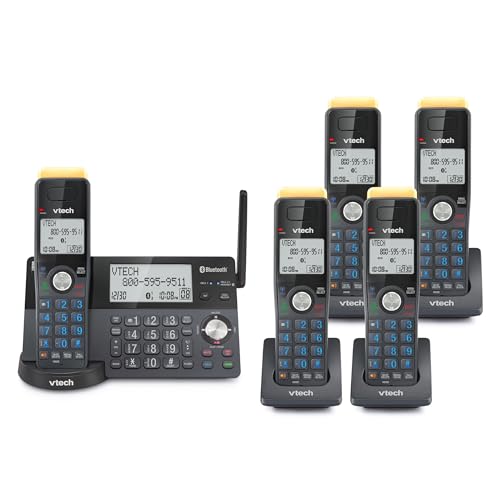 Is8128-51 Super Long Range 5-Handset Dect 6.0 Cordless Phone For Home With Answering Machine, 2300 Ft Range, Call Blocking, Bluetooth Connect To Cell, Intercom