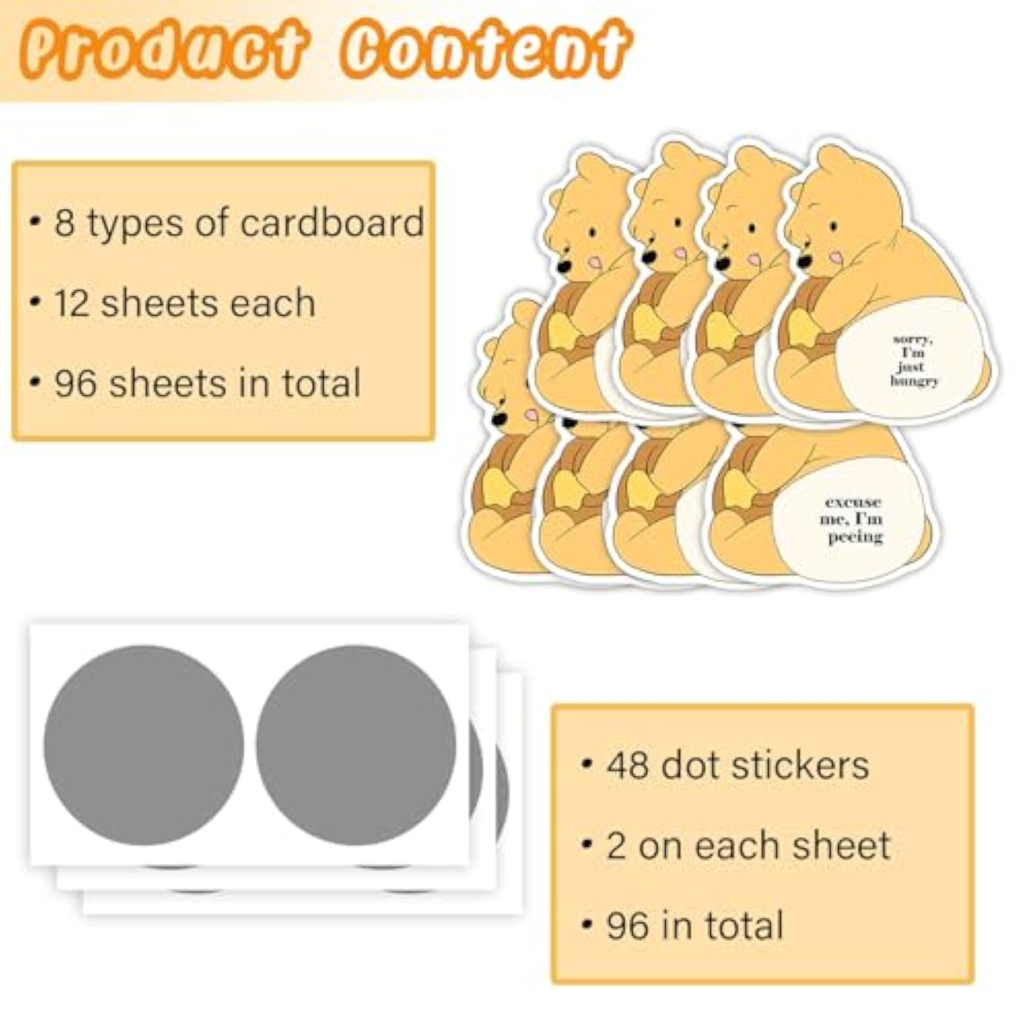 96Pcs Winnie Baby Shower Decorations, Winnie Baby Shower Games Scratch Off,Babe Party Game Gifts For Winners,Poop Scratch Off Lottery Tickets