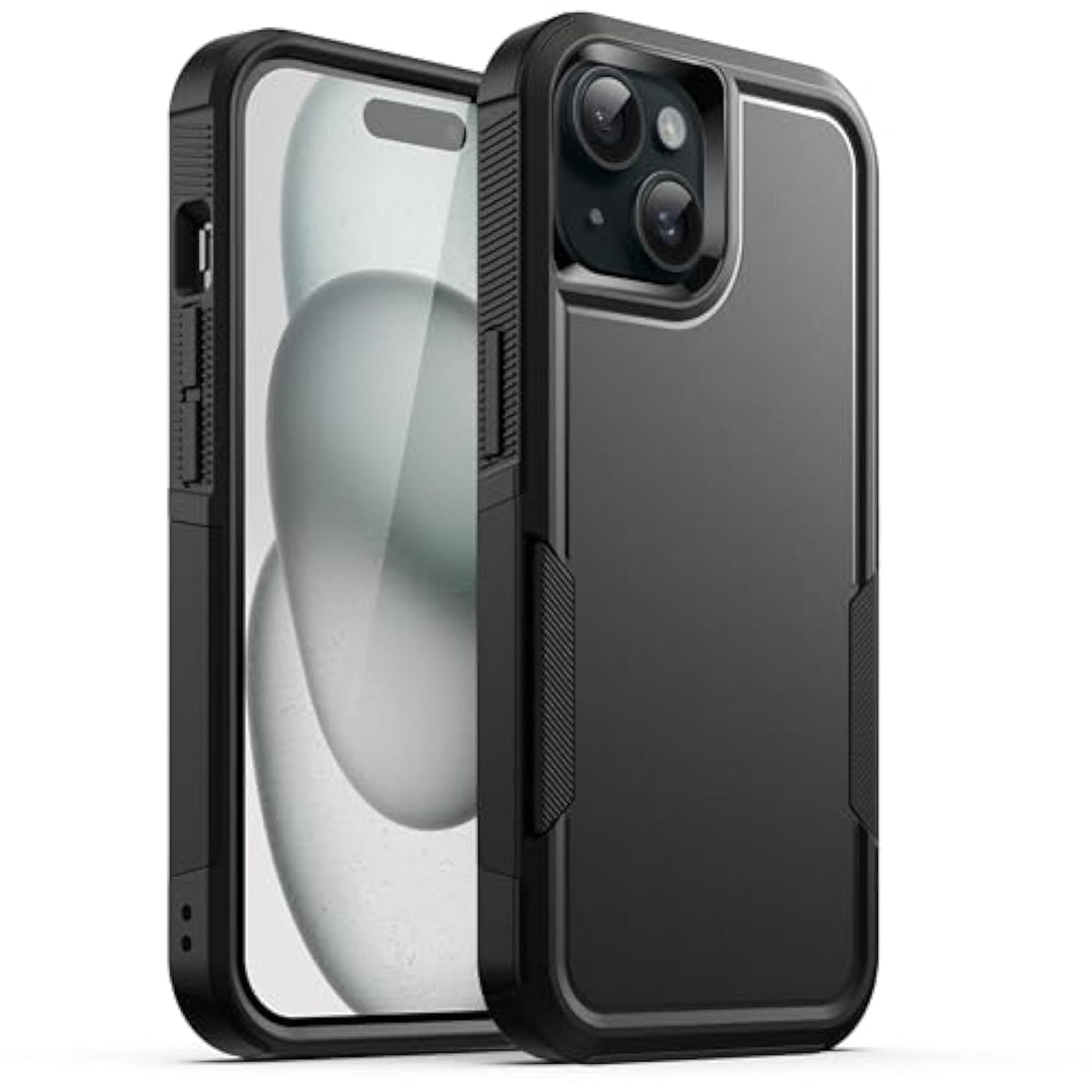 JETech Case for iPhone 15 Plus 6.7-Inch, Heavy Duty Dual-Layer Rugged Protection, Shockproof Protective Tough Phone Cover with Matte Back (Black)