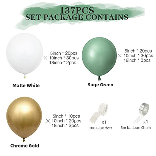 Balloon Arch Kit 137Pcs Balloon Garland Kit Latex Balloons (Olive Green)