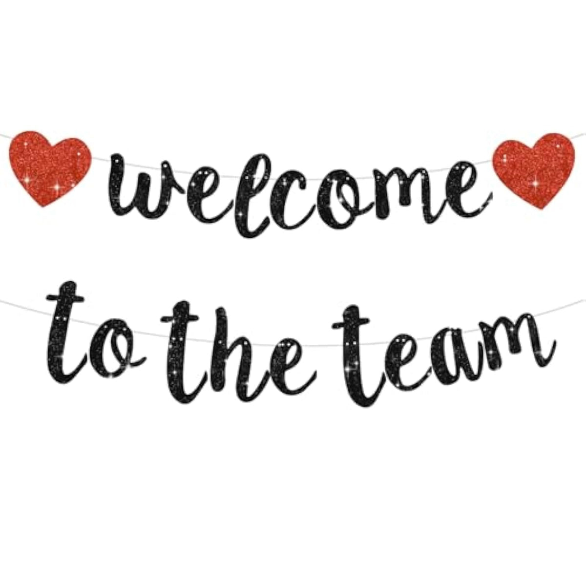 Black "Welcome To The Team" Banner (No DIY) Office Party Decor for New Employee