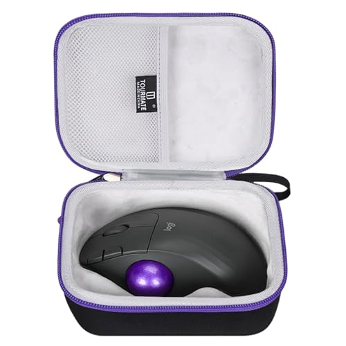 Hard Travel Case For Logitech Ergo M570/M575/M575S/ Logitech Mx Ergo S/Mx Ergo/Nulea M501/M509 Wireless Trackball Mouse (Case Only) (Oxford, Black & Purple)