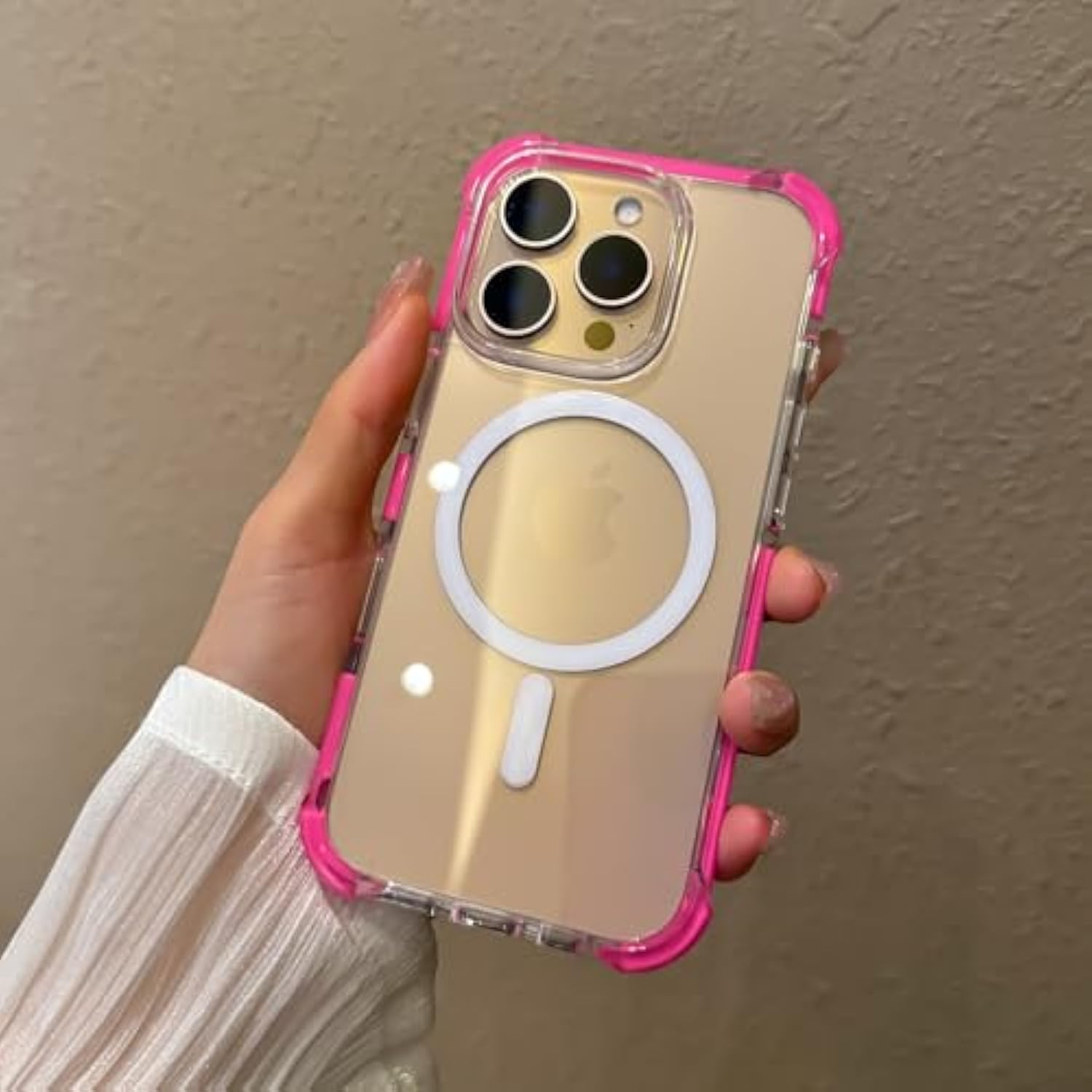 For Iphone 16 Pro Max Phone Case 6.9 Inch, Drop Protection Puffer Design, Compatible With Magsafe, Shockproof Soft Tpu & Hard Pc Pink
