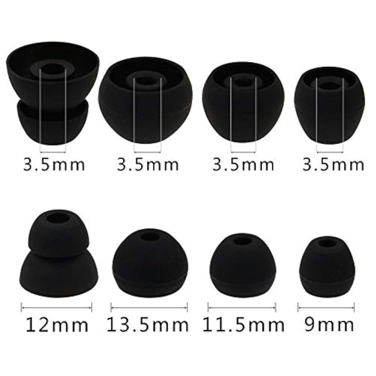 8-Pair Silicone Ear Tips for Powerbeats Pro S/M/L/D 4 Sizes Black