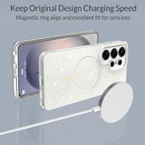 Samsung Galaxy S26 Ultra Case with White Glitter Magnetic Aesthetic Design