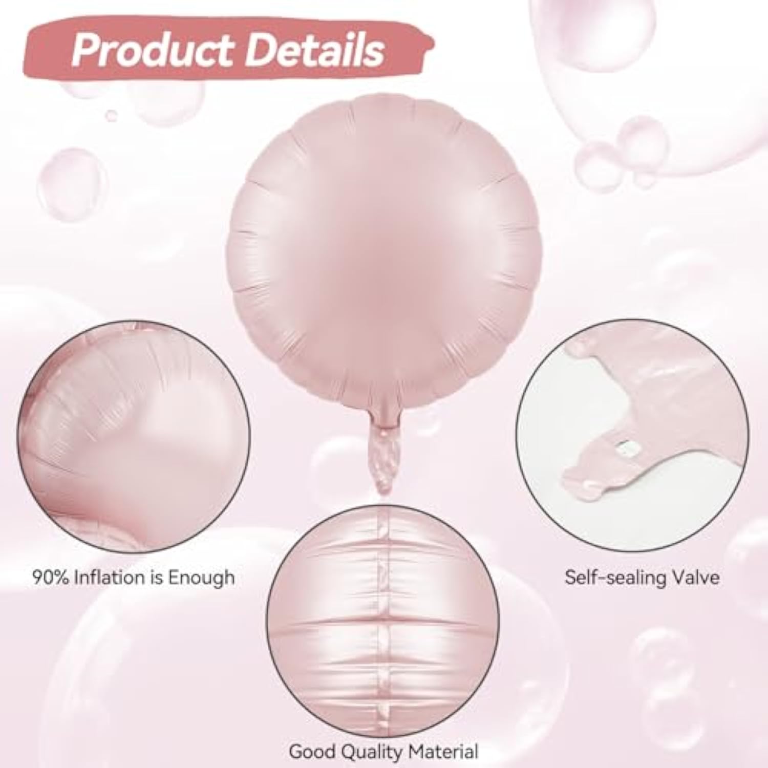 20Pcs Round Shaped Foil Balloons, 18 Inch Dusty Pink Round Foil Balloon, Retro Baby Pink Round Aluminum Giant Balloon For Birthday Party Boho Wedding Bridal Shower Engagement Baby Shower Decorations