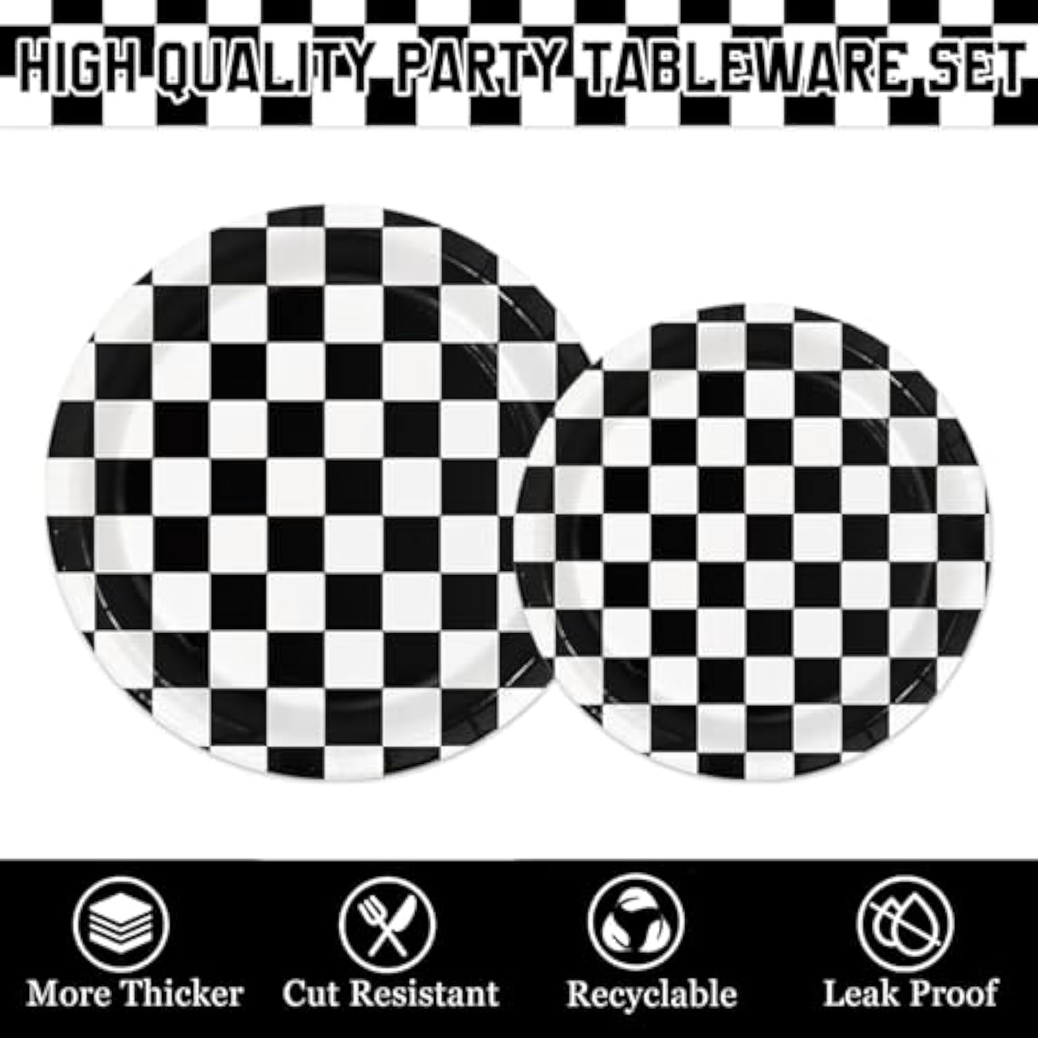 168 Pcs Race Car Birthday Party Decorations With Checkered Flag Plates, Cups, Napkins, Cutlery For Cars Birthday Decorations, Serves 24