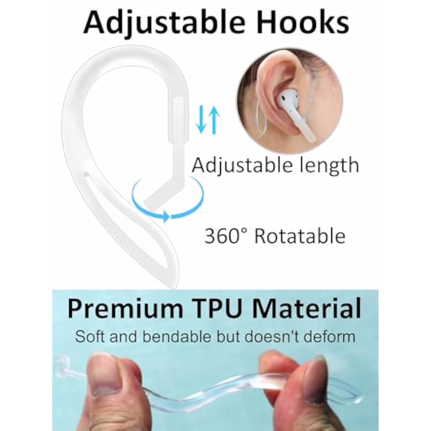 Anti-Slip Set For Airpods 4 Silicone Adjustable Ear Hook Ergonomic Design Wings Wingtip Ear Hooks Tips Strap Sport Earbuds Accessories Eartip Compatible With Airpods 4Th White