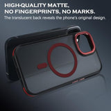 Case For Iphone 14, Iphone 13 Phone Case 6.1-Inch,Magnetic [Compatible With Magsafe] Support Wireless Charging Slim Translucent Matte Men Women Shockproof Protective Back Cover, Black/Red
