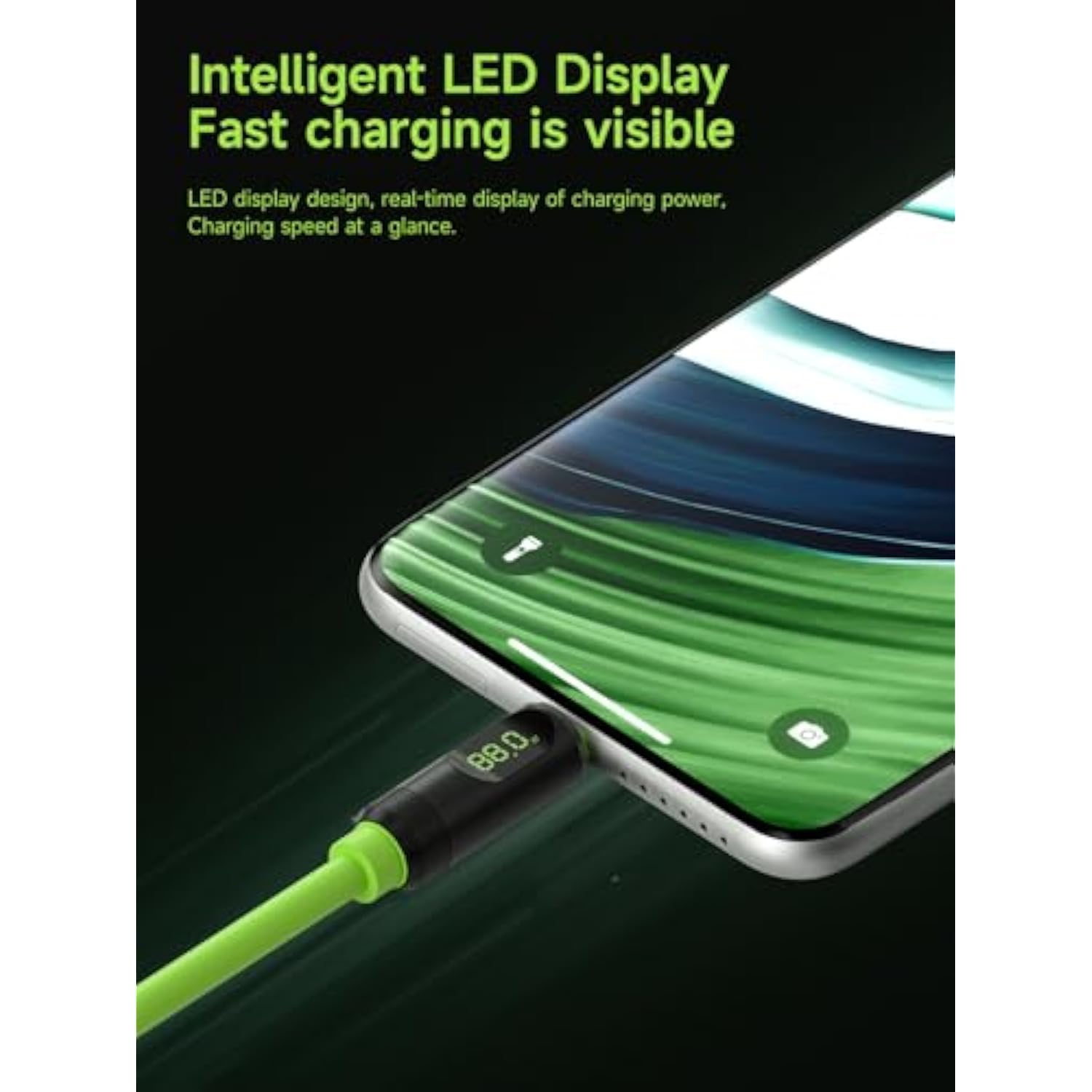 Usb 4 Cable, Led Display Usb C 240W Fast Charging Cable With 8K@60Hz 40Gbps Data Transfer Thunderbolt 4/3 Video Cord For Iphone 16 15 Pro Max, Ipad, Macbook Pro Air (Braided, Green, 3.3Ft)
