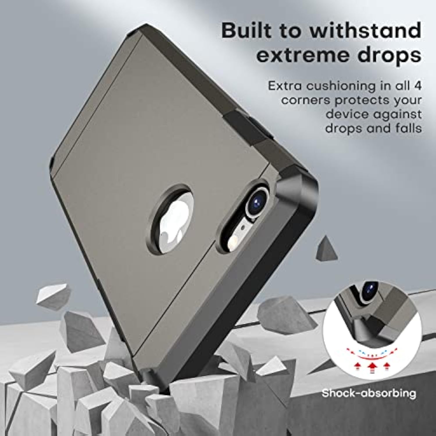ImpactStrong for iPhone 7 Case/iPhone 8 Case, Heavy Duty Dual Layer Protection Cover (Gun Metal)